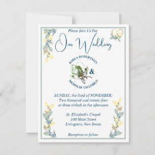 Sage, Yellow, and White Floral Wedding Invitation
