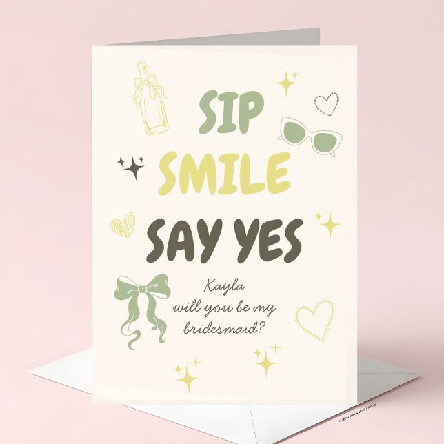 Sage + Yellow Doodle Bridesmaid Proposal Card (Creator Uploaded)