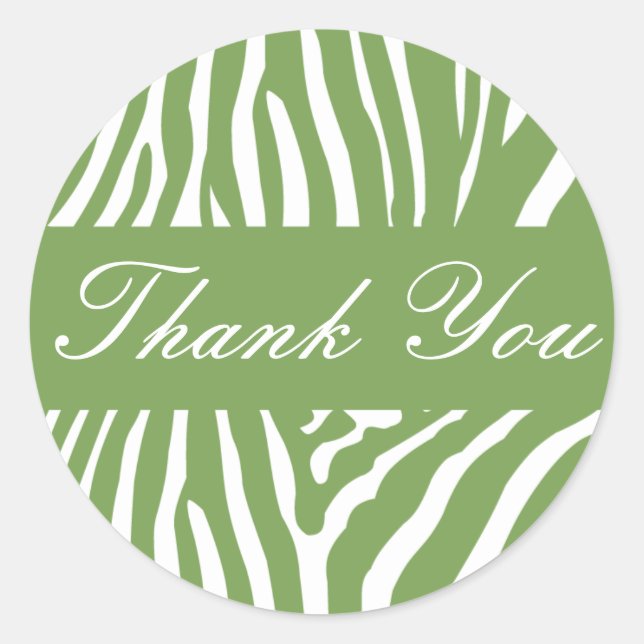 Sage Zebra Thank You Envelope Sticker Seal (Front)