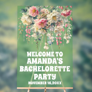 SageGreen Acrylic Floral Bachelorette Welcome Sign