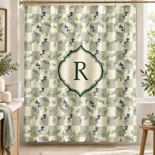  SageGreen Watercolor Olive Pattern Monogram 