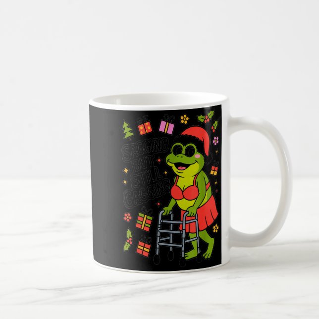 Sagging But Still Gagging Funny Christmas Frog Hol Coffee Mug (Right)
