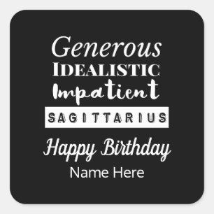 Saggittarius Zodiac Fun Characteristics Birthday Square Sticker