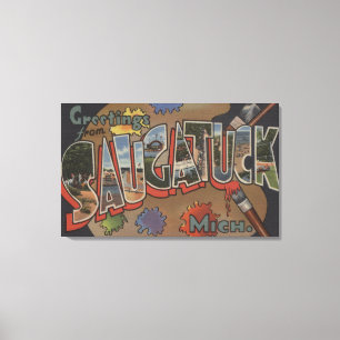 Saginaw, Michigan - Large Letter Scenes Canvas Print