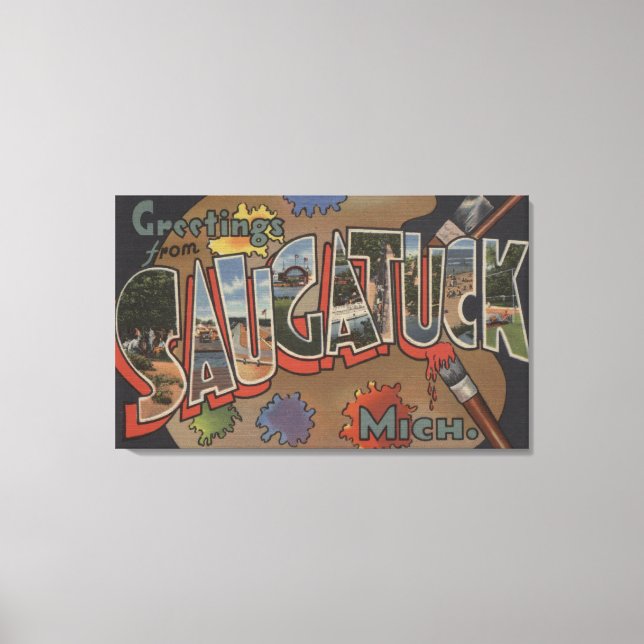 Saginaw, Michigan - Large Letter Scenes Canvas Print (Front)