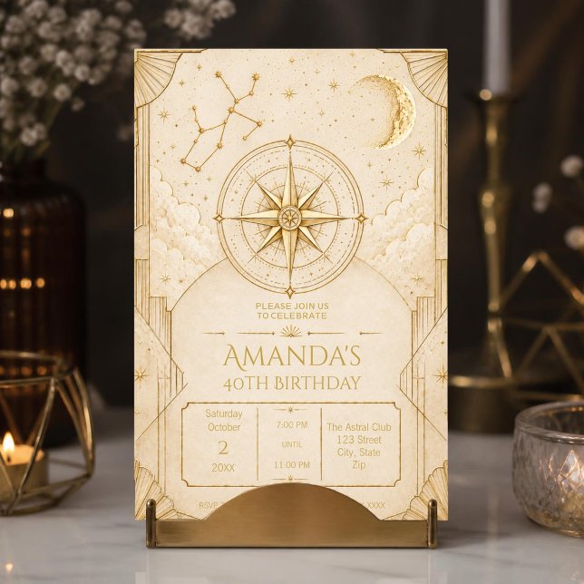 Sagittarius 40th Birthday Invitation | Champagne (Creator Uploaded)
