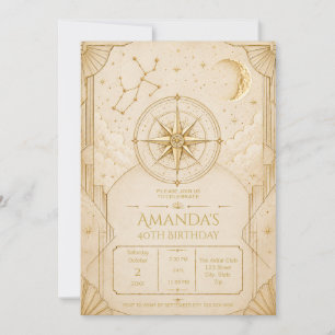 Sagittarius 40th Birthday Invitation   Champagne