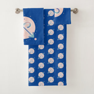 SAGITTARIUS, Abstract Design of the Zodiac Sign,  Bath Towel Set