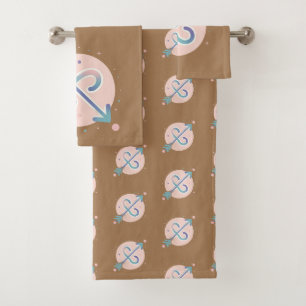 SAGITTARIUS, Abstract Design of the Zodiac Sign,  Bath Towel Set