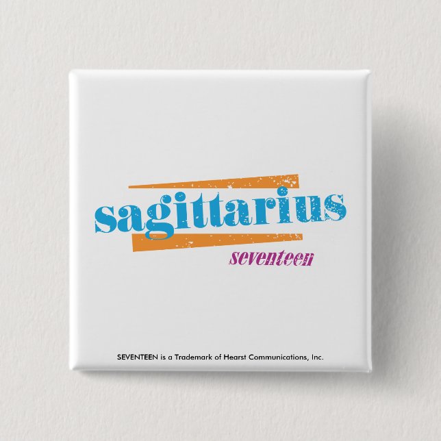 Sagittarius Aqua 2 Inch Square Button (Front)