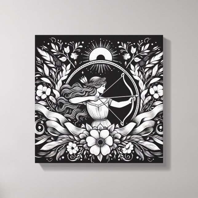 Sagittarius Archer Goddess Ink Canvas Art (Front)