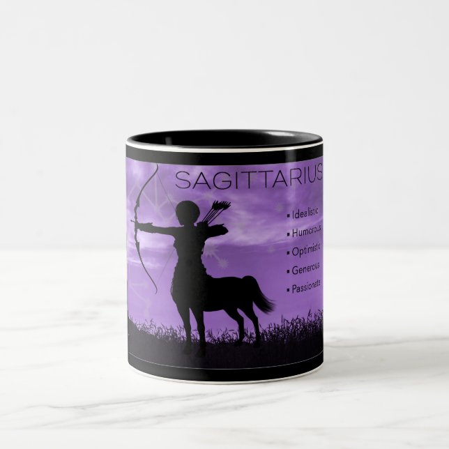 Sagittarius Archer Zodiac Mug with Traits (Center)