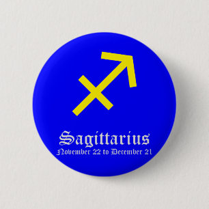 SAGITTARIUS ASTROLOGIC SIGN, SYMBOL ZODIAC 2 INCH ROUND BUTTON