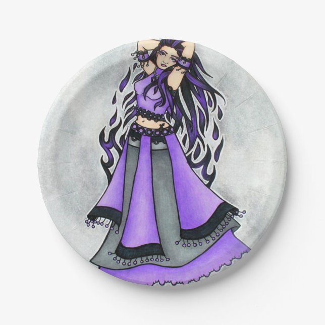 Sagittarius Belly Dancer Purple Paper Plate (Front)