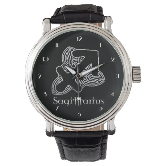 Sagittarius Birth Sign Celtic Knot Zodiac Watch (Front)