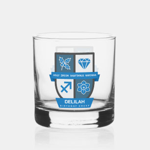 Sagittarius Birthday Crest™ December 1-21 Whiskey Glass