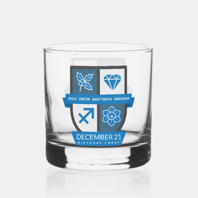 Sagittarius Birthday Crest™ December 1-21  Whiskey Glass (Back)