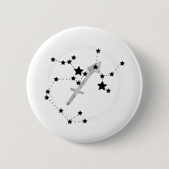 Sagittarius black & silver constellation zodiac s 2 inch round button (Front)