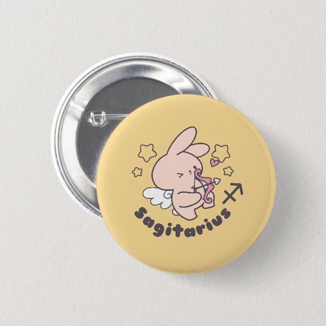 Sagittarius Bunny: Love's Adventurous Archer 2 Inch Round Button (Front & Back)