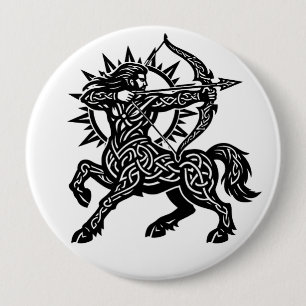 Sagittarius Centaur Archer — Mythic Zodiac Inkwork 4 Inch Round Button