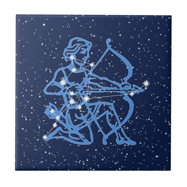 Sagittarius  Constellation and Sun Sign with Stars Tile (Front)