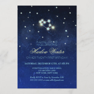 Sagittarius Constellation Birthday Party Invitation