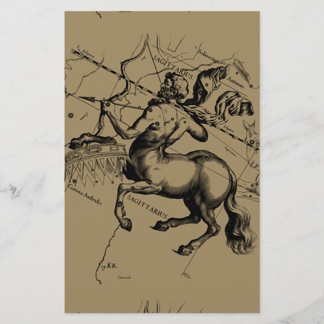 Sagittarius Constellation Carte Engraving Hevelius (Devant)