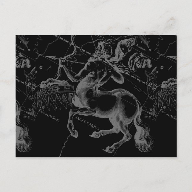 Sagittarius Constellation Classy Hevelius Engaving Postcard (Front)