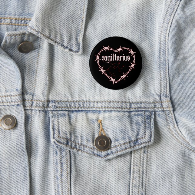 Sagittarius Constellation Gothic Edgy Birthday 2 Inch Round Button (In Situ)