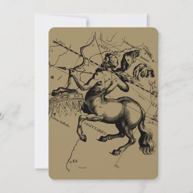 Sagittarius Constellation Hevelius 1690 Engraving (Front)