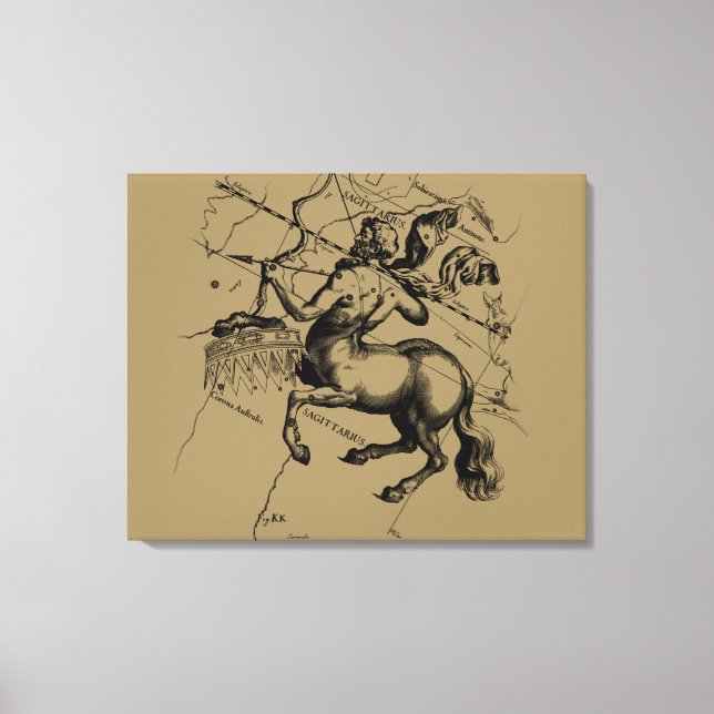Sagittarius Constellation Hevelius 1690 Engraving Canvas Print (Front)