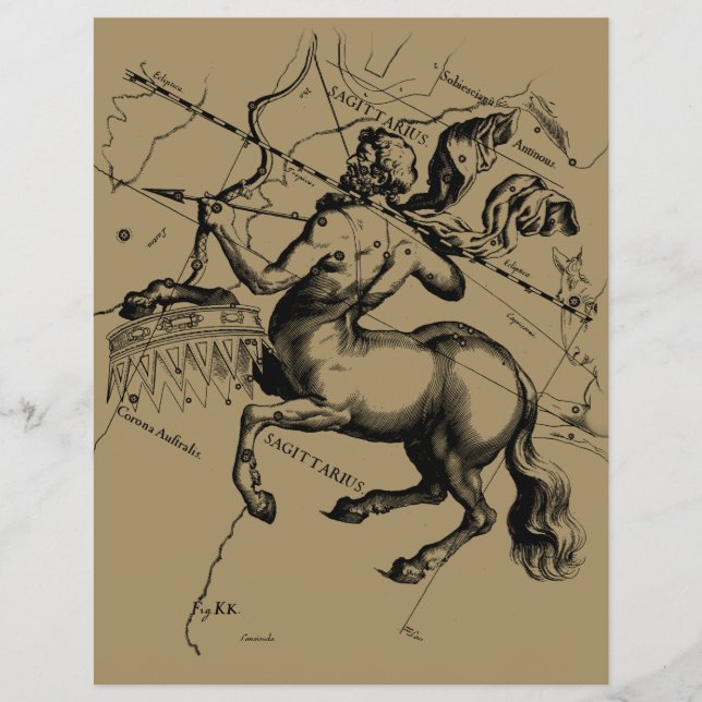 Sagittarius Constellation Hevelius 1690 Engraving Flyer (Front)