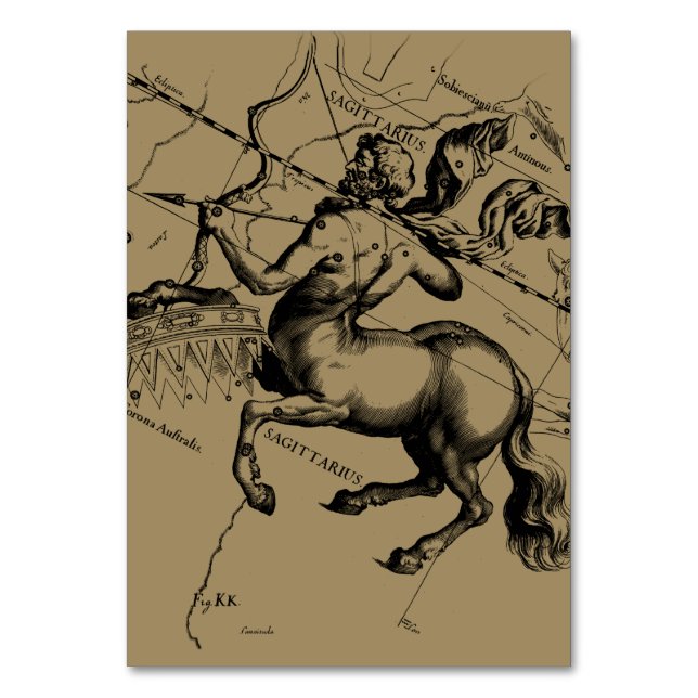 Sagittarius Constellation Hevelius 1690 Engraving Table Number (Front)