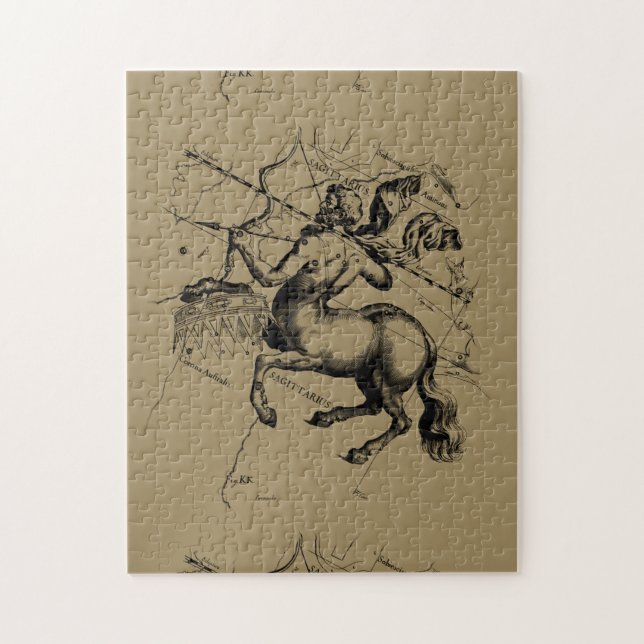 Sagittarius Constellation Map Engraving Hevelius Jigsaw Puzzle (Vertical)
