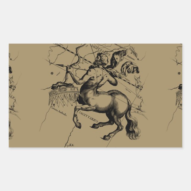 Sagittarius Constellation Map Engraving Hevelius Sticker (Front)