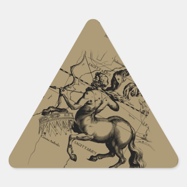 Sagittarius Constellation Map Engraving Hevelius Triangle Sticker (Front)
