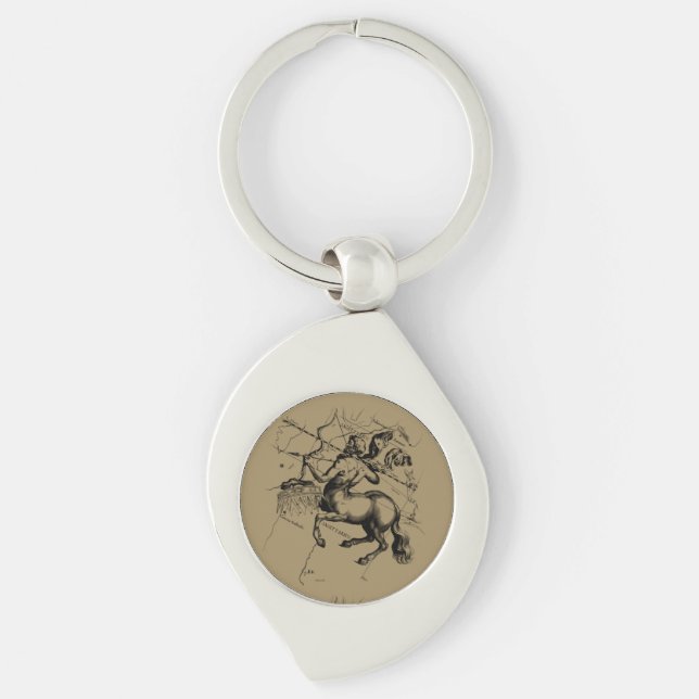 Sagittarius Constellation Map Hevelius 1690 Keychain (Front)