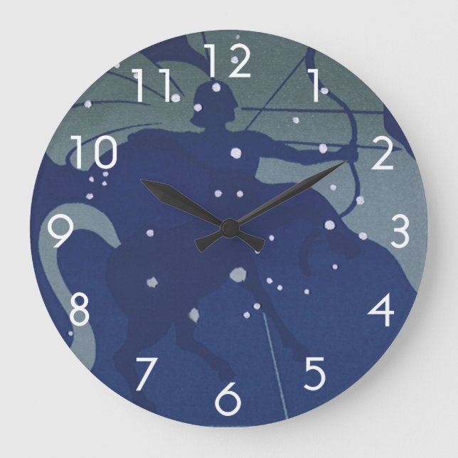 Sagittarius Constellation Vintage Zodiac Astrology Large Clock (Front)