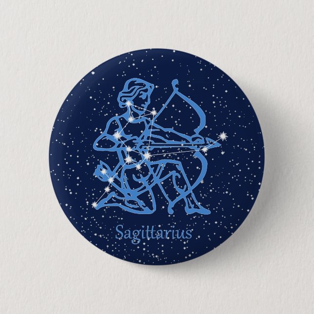 Sagittarius Constellation & Zodiac Sign with Stars 2 Inch Round Button (Front)