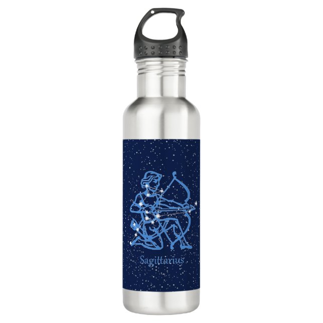 Sagittarius Constellation & Zodiac Sign with Stars 710 Ml Water Bottle (Front)