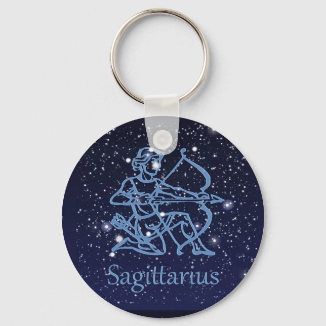 Sagittarius Constellation & Zodiac Sign with Stars Keychain (Front)