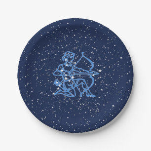 Sagittarius Constellation & Zodiac Sign with Stars Paper Plate