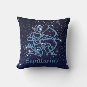 Sagittarius Constellation & Zodiac Sign with Stars Throw Pillow