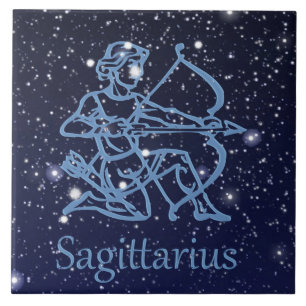 Sagittarius Constellation & Zodiac Sign with Stars Tile