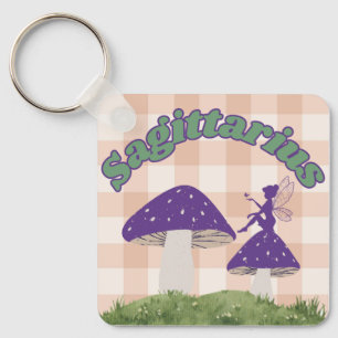 Sagittarius Cottagecore Aesthetic Fairy Mushroom Keychain