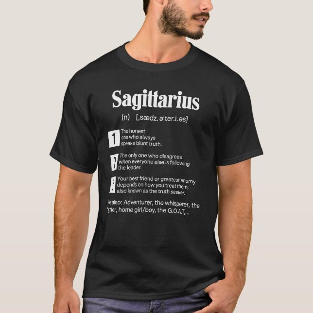 Sagittarius Definition Funny T-Shirt (Front)