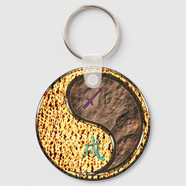 Sagittarius & Earth Dog Keychain (Front)