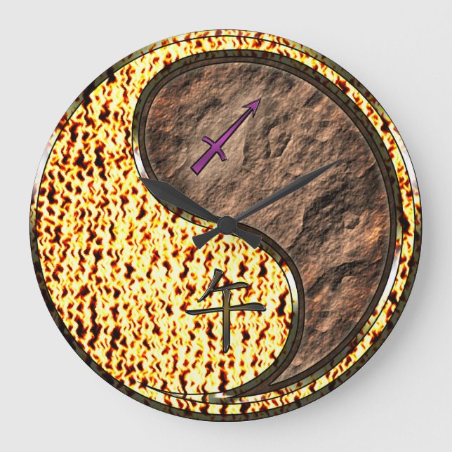 Sagittarius & Earth Horse Large Clock (Front)