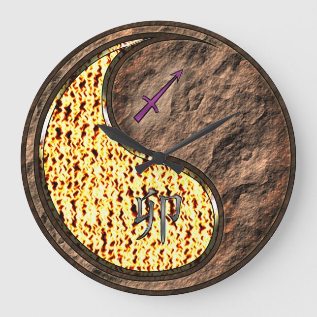 Sagittarius & Earth Rabbit Large Clock (Front)