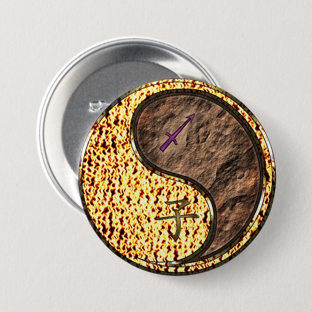 Sagittarius & Earth Rat 3 Inch Round Button (Front & Back)